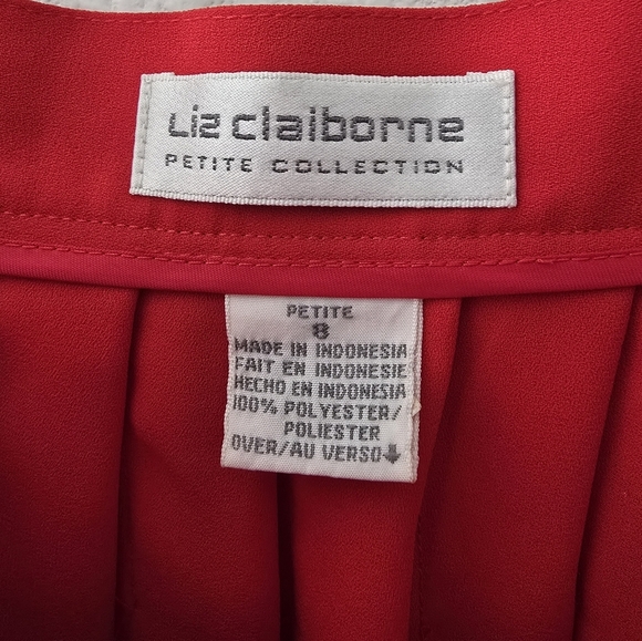 Liz Claiborne Red Pleated Midi Skirt Night Out - Picture 2 of 11